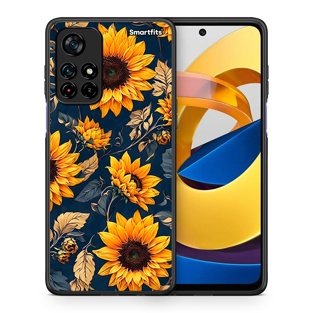 Θήκη Xiaomi Poco M4 Pro 5G Autumn Sunflowers από τη Smartfits με σχέδιο στο πίσω μέρος και μαύρο περίβλημα | Xiaomi Poco M4 Pro 5G Autumn Sunflowers case with colorful back and black bezels