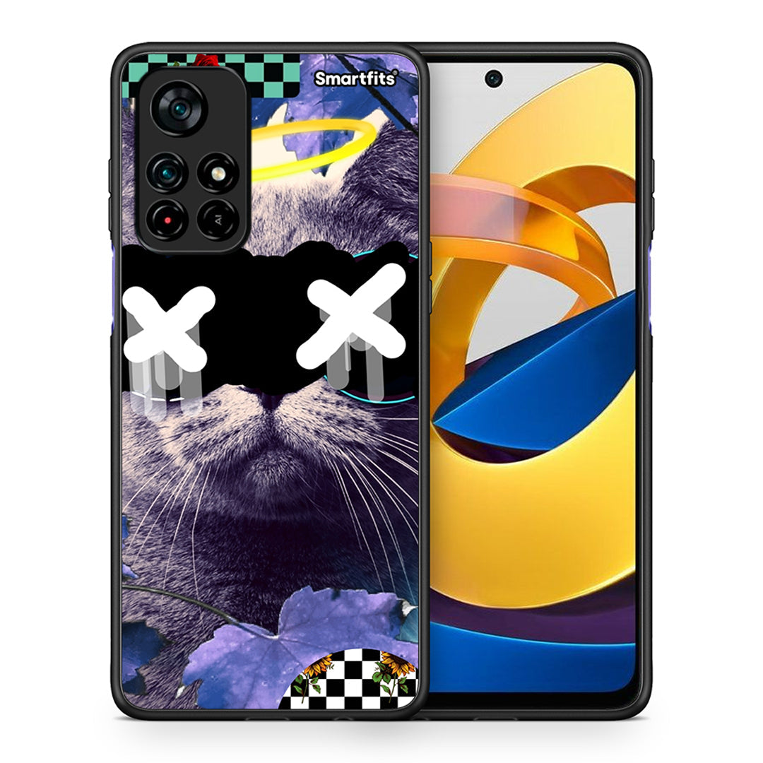 Θήκη Xiaomi Poco M4 Pro 5G Cat Collage από τη Smartfits με σχέδιο στο πίσω μέρος και μαύρο περίβλημα | Xiaomi Poco M4 Pro 5G Cat Collage case with colorful back and black bezels