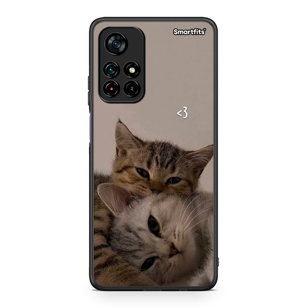 Xiaomi Poco M4 Pro 5G Cats In Love θήκη από τη Smartfits με σχέδιο στο πίσω μέρος και μαύρο περίβλημα | Smartphone case with colorful back and black bezels by Smartfits