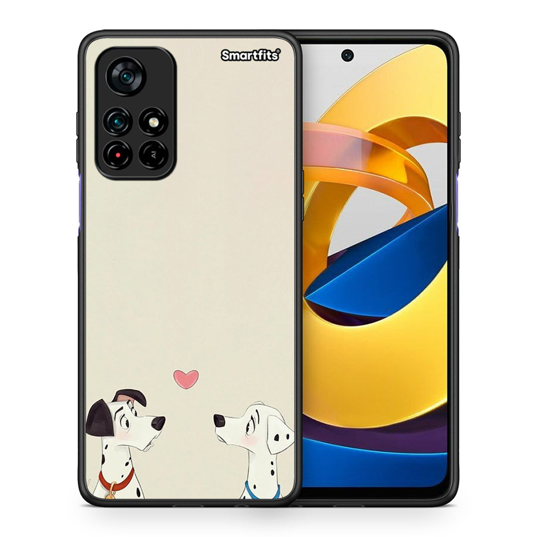 Θήκη Xiaomi Poco M4 Pro 5G Dalmatians Love από τη Smartfits με σχέδιο στο πίσω μέρος και μαύρο περίβλημα | Xiaomi Poco M4 Pro 5G Dalmatians Love case with colorful back and black bezels