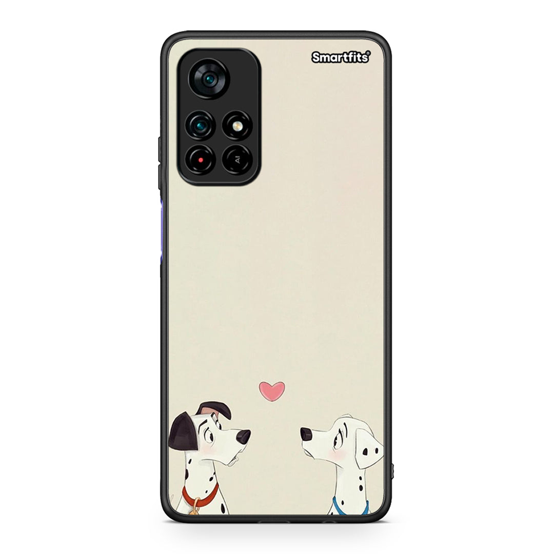 Xiaomi Poco M4 Pro 5G Dalmatians Love θήκη από τη Smartfits με σχέδιο στο πίσω μέρος και μαύρο περίβλημα | Smartphone case with colorful back and black bezels by Smartfits