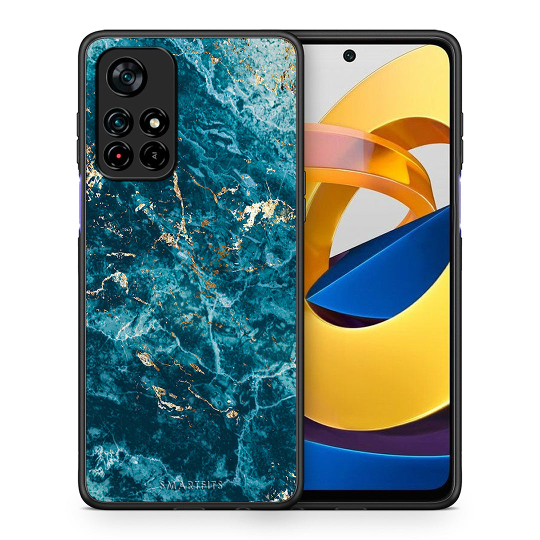 Θήκη Xiaomi Poco M4 Pro 5G Marble Blue από τη Smartfits με σχέδιο στο πίσω μέρος και μαύρο περίβλημα | Xiaomi Poco M4 Pro 5G Marble Blue case with colorful back and black bezels