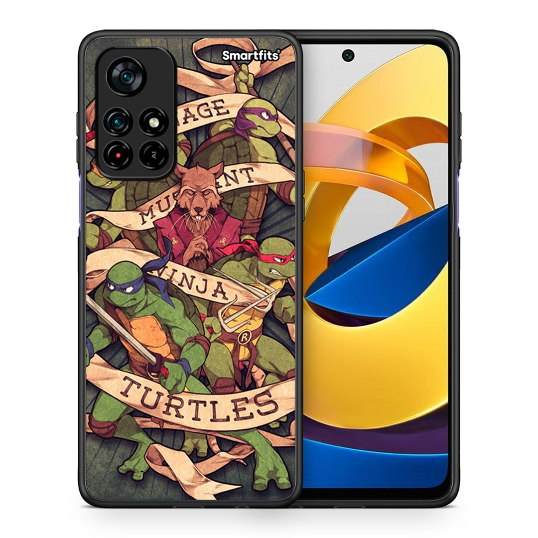 Θήκη Xiaomi Poco M4 Pro 5G Ninja Turtles από τη Smartfits με σχέδιο στο πίσω μέρος και μαύρο περίβλημα | Xiaomi Poco M4 Pro 5G Ninja Turtles case with colorful back and black bezels