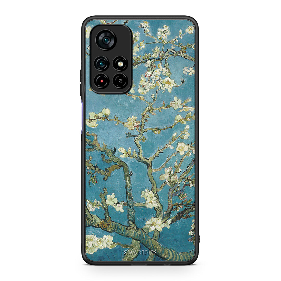 Xiaomi Poco M4 Pro 5G White Blossoms θήκη από τη Smartfits με σχέδιο στο πίσω μέρος και μαύρο περίβλημα | Smartphone case with colorful back and black bezels by Smartfits