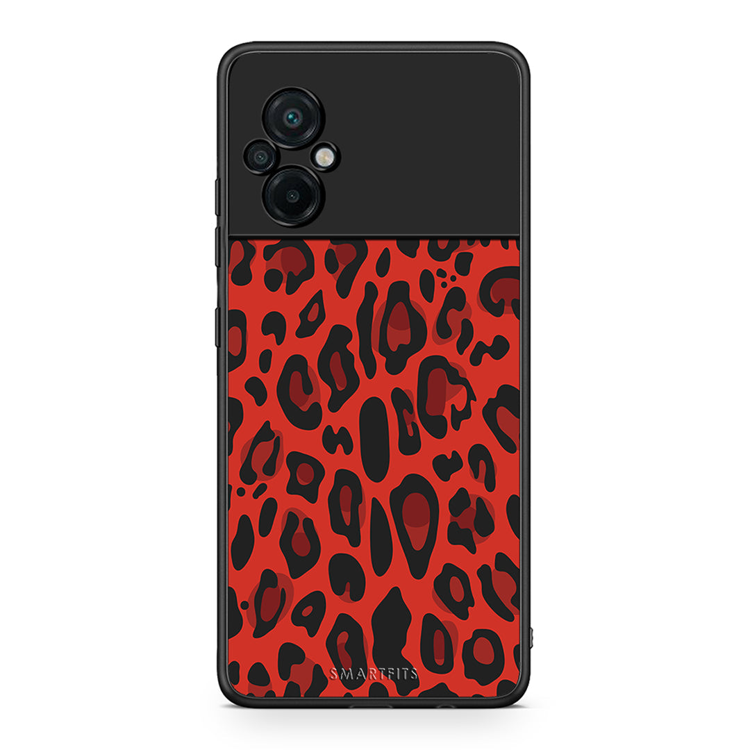 4 - Xiaomi Poco M5 / Redmi Note 11E Red Leopard Animal case, cover, bumper