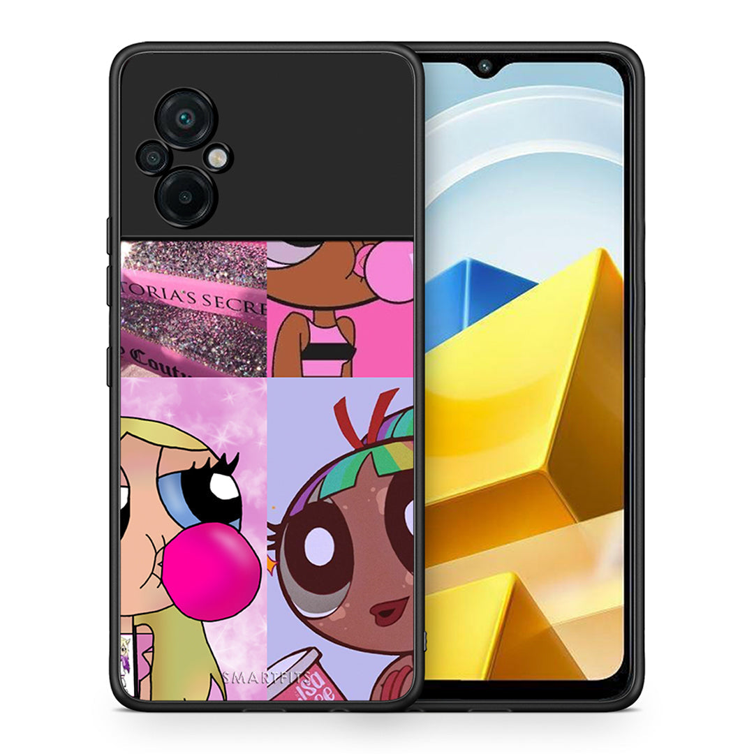 Θήκη Αγίου Βαλεντίνου Xiaomi Poco M5 / Redmi Note 11E Bubble Girls από τη Smartfits με σχέδιο στο πίσω μέρος και μαύρο περίβλημα | Xiaomi Poco M5 / Redmi Note 11E Bubble Girls case with colorful back and black bezels