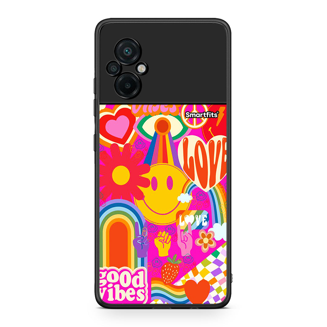 Xiaomi Poco M5 / Redmi Note 11E Hippie Love θήκη από τη Smartfits με σχέδιο στο πίσω μέρος και μαύρο περίβλημα | Smartphone case with colorful back and black bezels by Smartfits