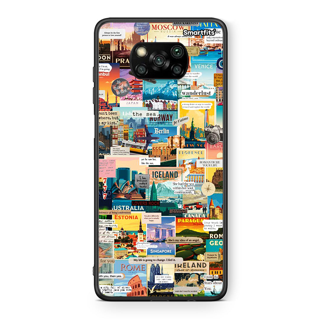 Θήκη Xiaomi Poco X3 Live To Travel από τη Smartfits με σχέδιο στο πίσω μέρος και μαύρο περίβλημα | Xiaomi Poco X3 Live To Travel case with colorful back and black bezels