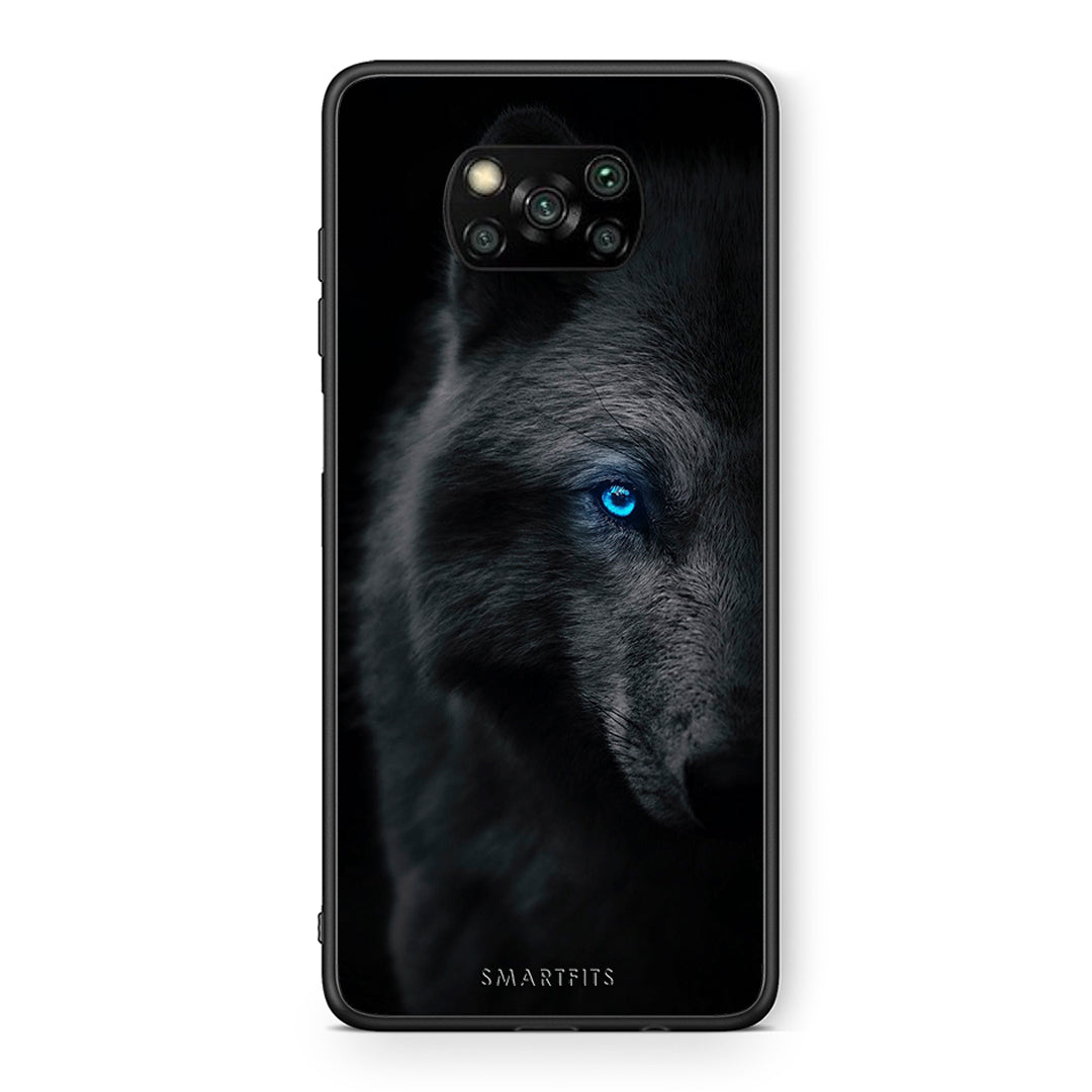 Θήκη Xiaomi Poco X3 Dark Wolf από τη Smartfits με σχέδιο στο πίσω μέρος και μαύρο περίβλημα | Xiaomi Poco X3 Dark Wolf case with colorful back and black bezels