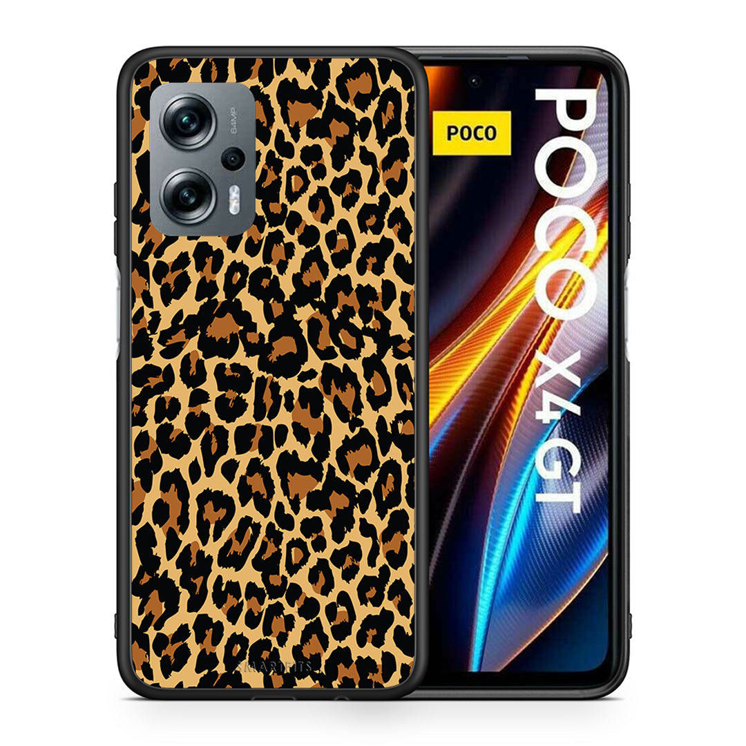 Θήκη Xiaomi Poco X4 GT Leopard Animal από τη Smartfits με σχέδιο στο πίσω μέρος και μαύρο περίβλημα | Xiaomi Poco X4 GT Leopard Animal case with colorful back and black bezels