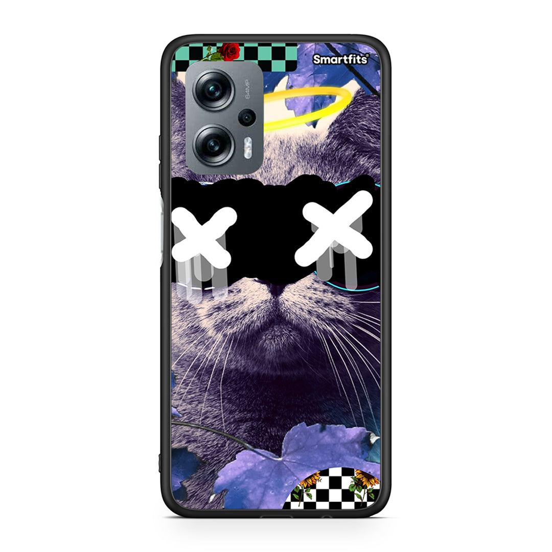 Xiaomi Poco X4 GT Cat Collage θήκη από τη Smartfits με σχέδιο στο πίσω μέρος και μαύρο περίβλημα | Smartphone case with colorful back and black bezels by Smartfits