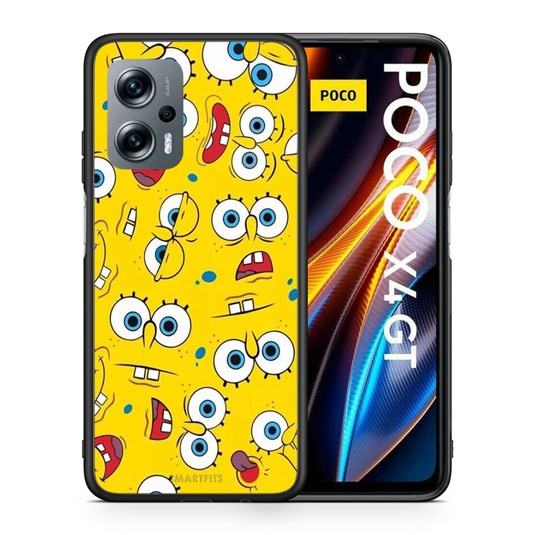 Θήκη Xiaomi Poco X4 GT Sponge PopArt από τη Smartfits με σχέδιο στο πίσω μέρος και μαύρο περίβλημα | Xiaomi Poco X4 GT Sponge PopArt case with colorful back and black bezels