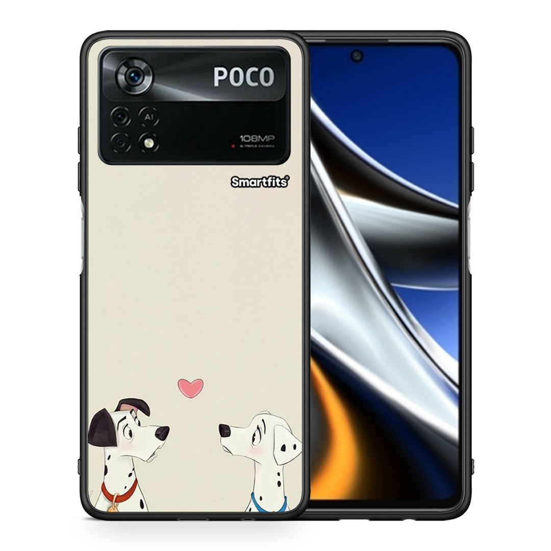 Θήκη Xiaomi Poco X4 Pro 5G Dalmatians Love από τη Smartfits με σχέδιο στο πίσω μέρος και μαύρο περίβλημα | Xiaomi Poco X4 Pro 5G Dalmatians Love case with colorful back and black bezels