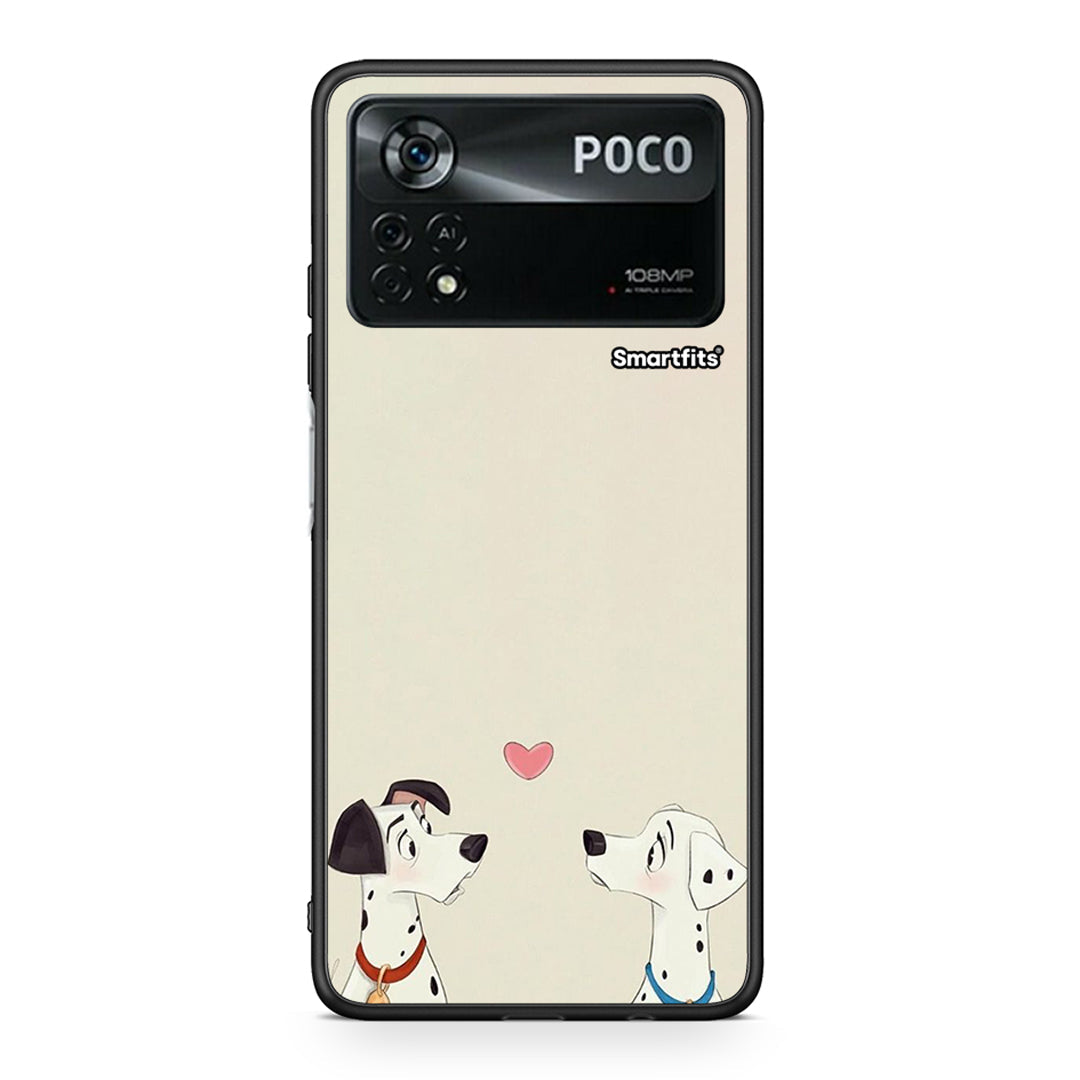 Xiaomi Poco X4 Pro 5G Dalmatians Love θήκη από τη Smartfits με σχέδιο στο πίσω μέρος και μαύρο περίβλημα | Smartphone case with colorful back and black bezels by Smartfits