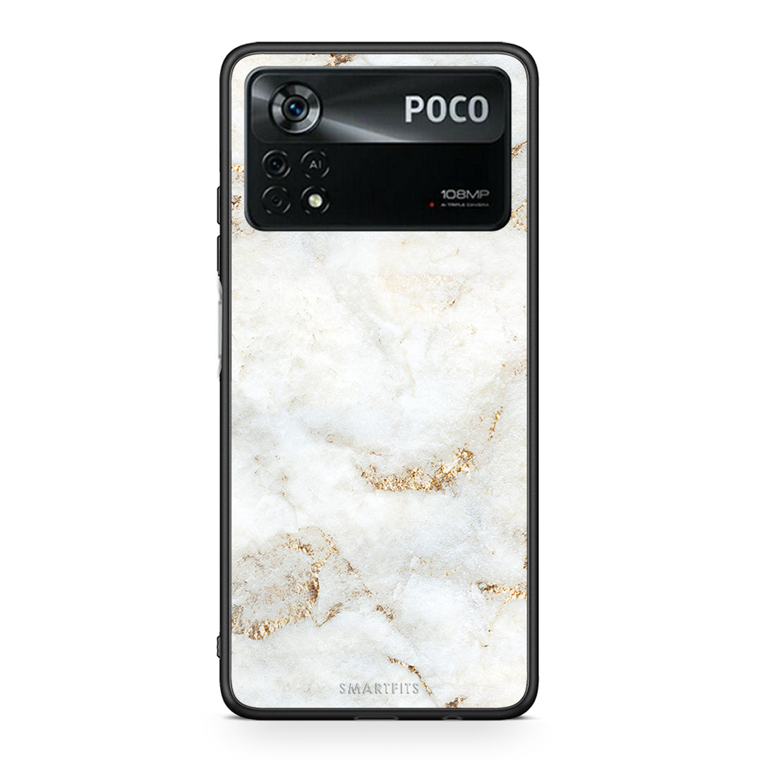 Xiaomi Poco X4 Pro 5G White Gold Marble θήκη από τη Smartfits με σχέδιο στο πίσω μέρος και μαύρο περίβλημα | Smartphone case with colorful back and black bezels by Smartfits