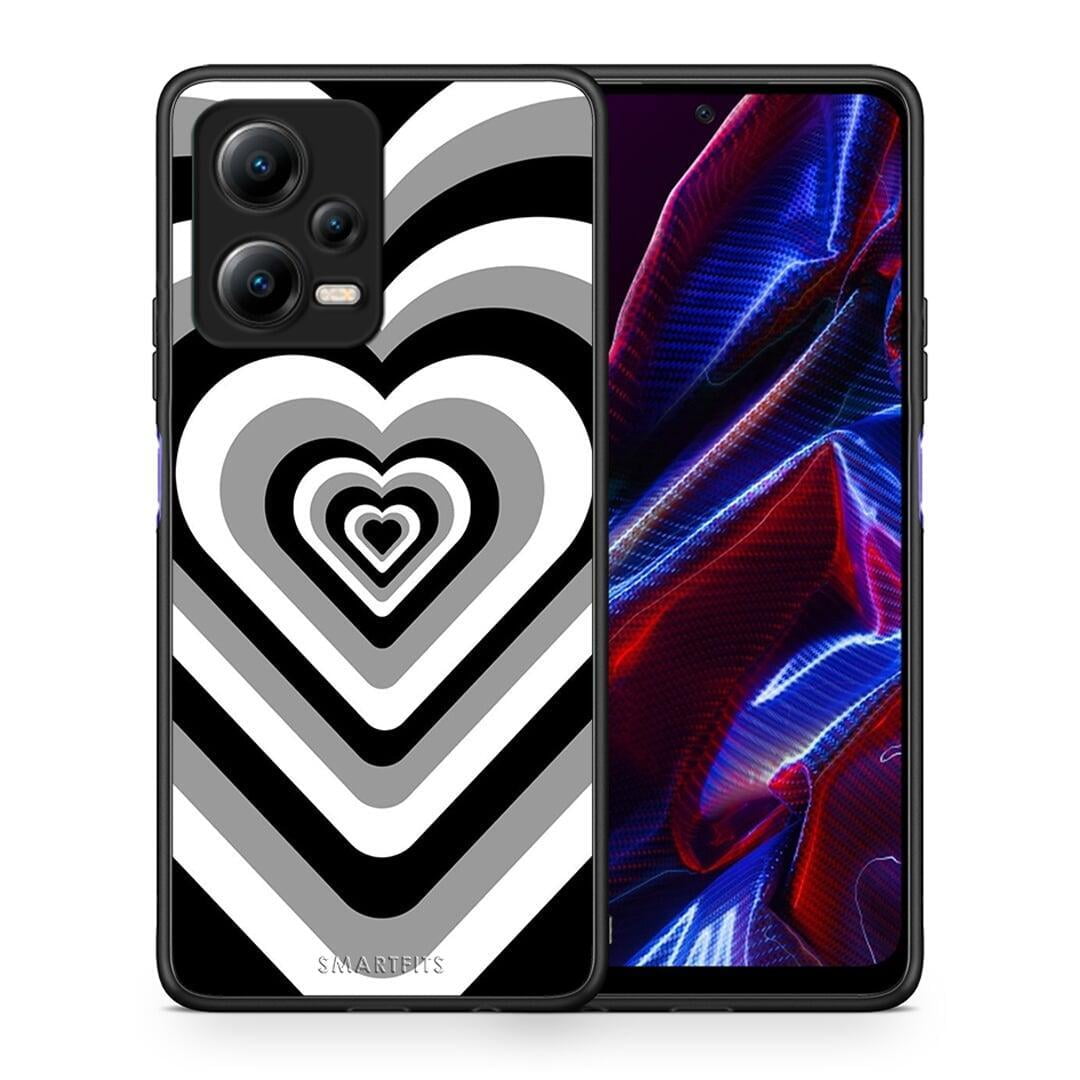 Θήκη Xiaomi Poco X5 5G Dual / Redmi Note 12 5G Black Hearts από τη Smartfits με σχέδιο στο πίσω μέρος και μαύρο περίβλημα | Xiaomi Poco X5 5G Dual / Redmi Note 12 5G Black Hearts Case with Colorful Back and Black Bezels