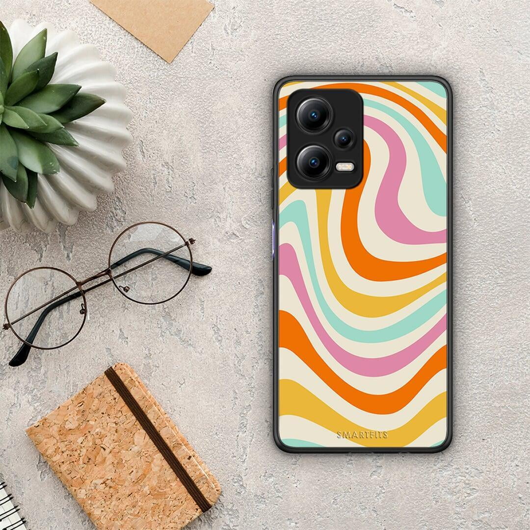 Θήκη Xiaomi Poco X5 5G Dual Colourful Waves από τη Smartfits με σχέδιο στο πίσω μέρος και μαύρο περίβλημα | Xiaomi Poco X5 5G Dual Colourful Waves Case with Colorful Back and Black Bezels