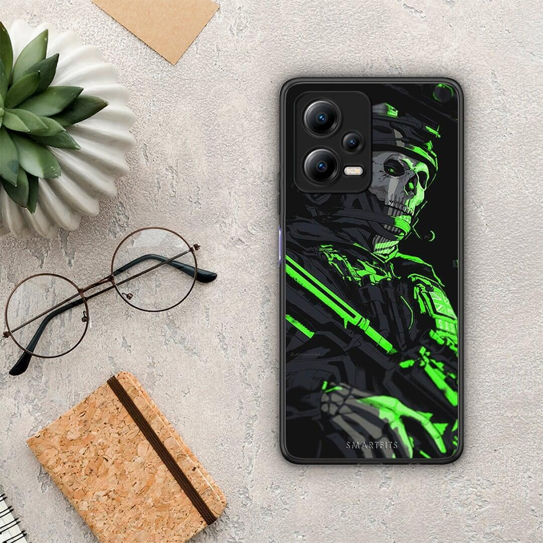 Θήκη Xiaomi Poco X5 5G Dual Green Soldier από τη Smartfits με σχέδιο στο πίσω μέρος και μαύρο περίβλημα | Xiaomi Poco X5 5G Dual Green Soldier Case with Colorful Back and Black Bezels