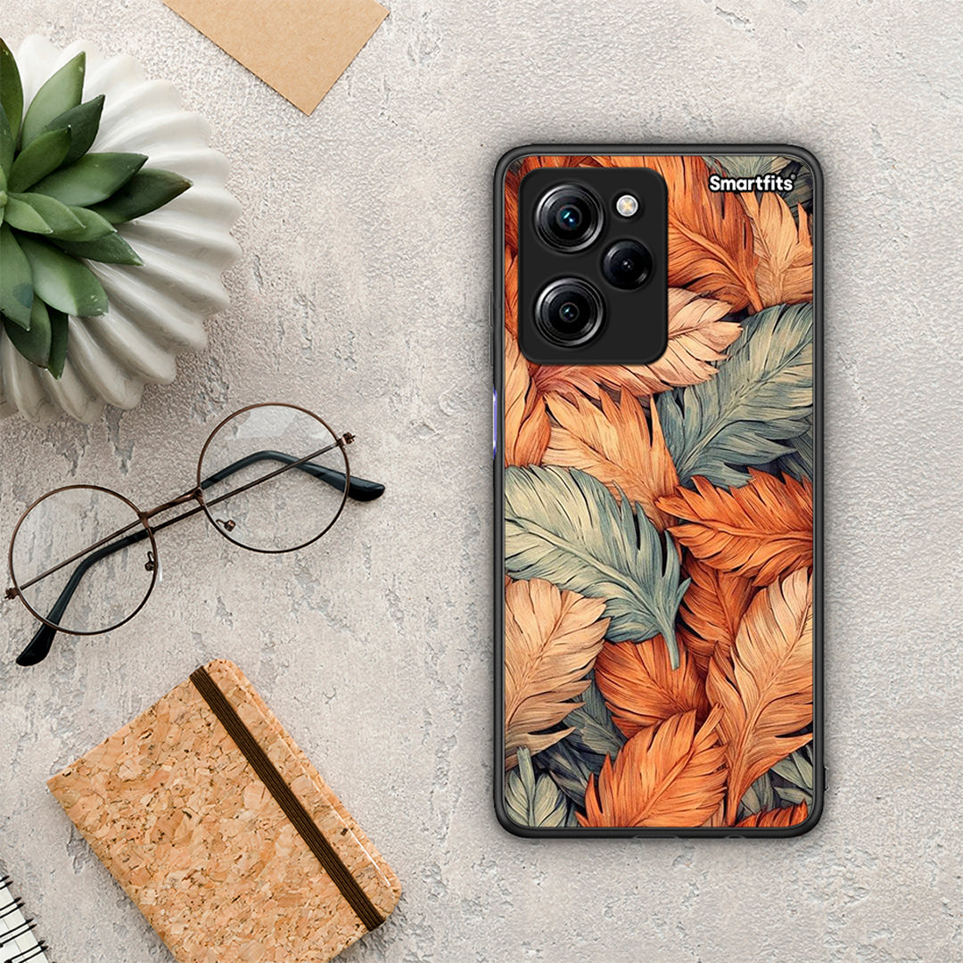 Θήκη Xiaomi Poco X5 Pro 5G Dual Autumn Leaves από τη Smartfits με σχέδιο στο πίσω μέρος και μαύρο περίβλημα | Xiaomi Poco X5 Pro 5G Dual Autumn Leaves Case with Colorful Back and Black Bezels