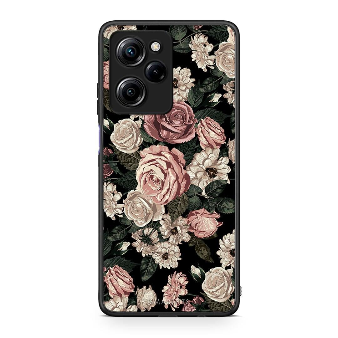 Θήκη Xiaomi Poco X5 Pro 5G Dual Flower Wild Roses από τη Smartfits με σχέδιο στο πίσω μέρος και μαύρο περίβλημα | Xiaomi Poco X5 Pro 5G Dual Flower Wild Roses Case with Colorful Back and Black Bezels