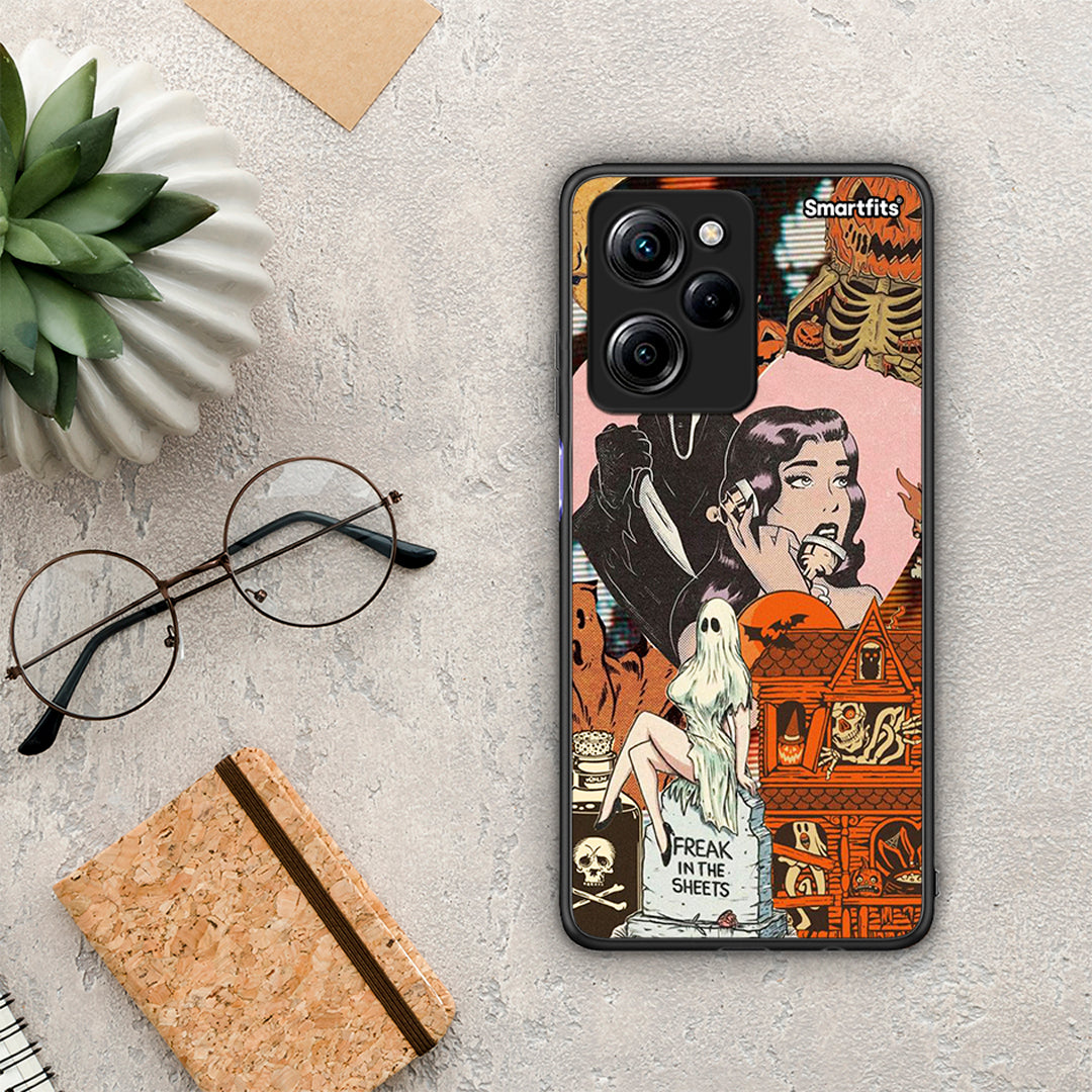 Θήκη Xiaomi Poco X5 Pro 5G Dual Halloween Collage από τη Smartfits με σχέδιο στο πίσω μέρος και μαύρο περίβλημα | Xiaomi Poco X5 Pro 5G Dual Halloween Collage Case with Colorful Back and Black Bezels