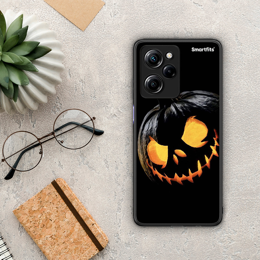 Θήκη Xiaomi Poco X5 Pro 5G Dual Halloween Scary Pumpkin από τη Smartfits με σχέδιο στο πίσω μέρος και μαύρο περίβλημα | Xiaomi Poco X5 Pro 5G Dual Halloween Scary Pumpkin Case with Colorful Back and Black Bezels