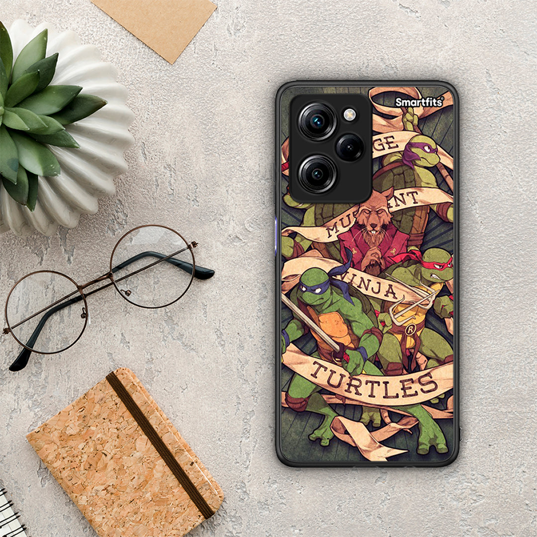 Θήκη Xiaomi Poco X5 Pro 5G Dual Ninja Turtles από τη Smartfits με σχέδιο στο πίσω μέρος και μαύρο περίβλημα | Xiaomi Poco X5 Pro 5G Dual Ninja Turtles Case with Colorful Back and Black Bezels