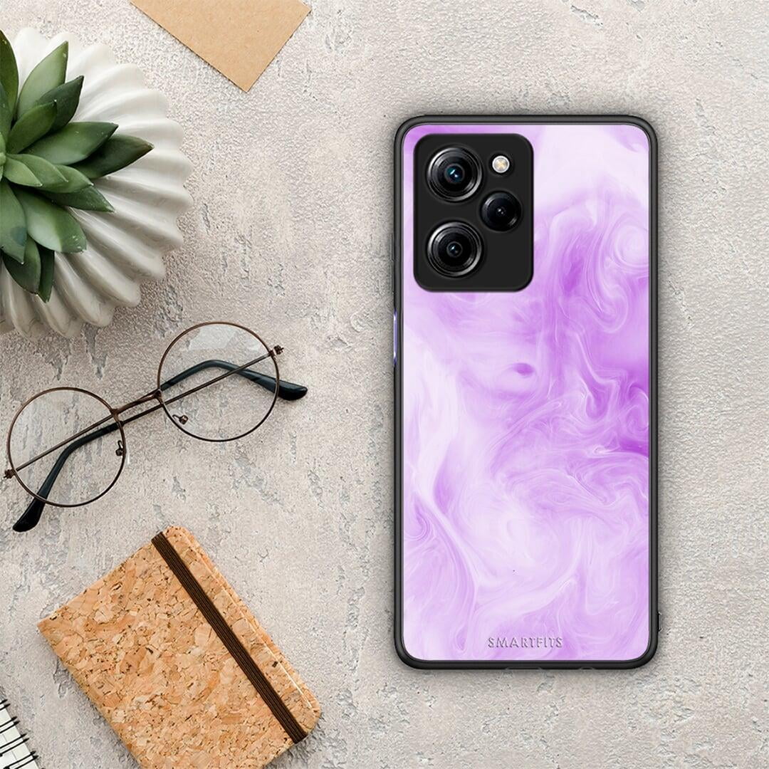 Θήκη Xiaomi Poco X5 Pro 5G Dual Watercolor Lavender από τη Smartfits με σχέδιο στο πίσω μέρος και μαύρο περίβλημα | Xiaomi Poco X5 Pro 5G Dual Watercolor Lavender Case with Colorful Back and Black Bezels