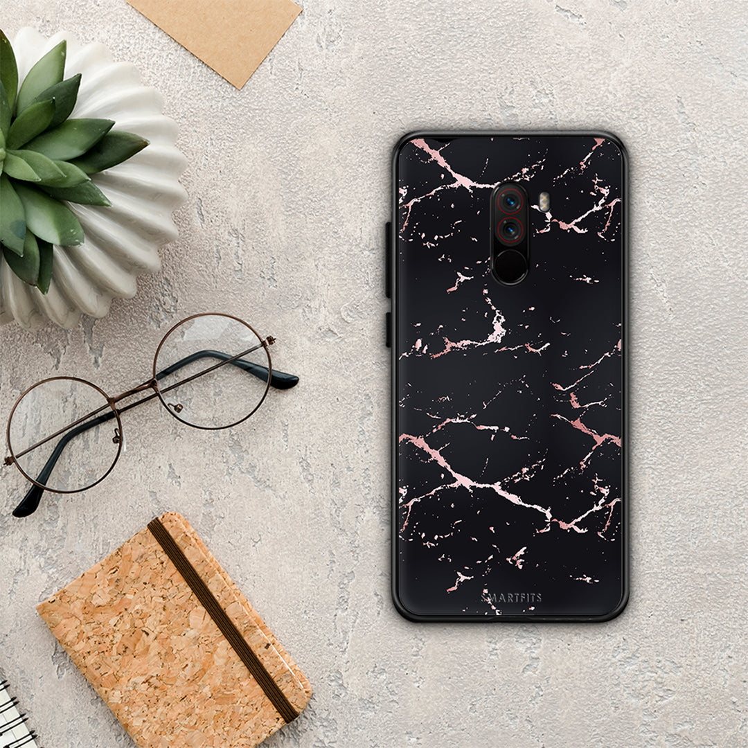 Marble Black Rosegold - Xiaomi Pocophone F1 θήκη