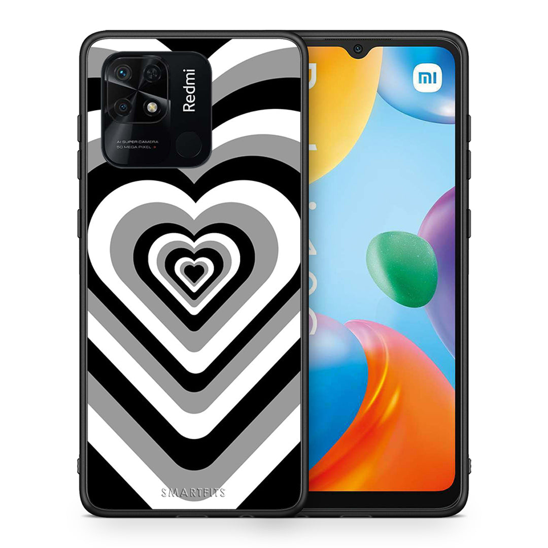 Θήκη Xiaomi Redmi 10C Black Hearts από τη Smartfits με σχέδιο στο πίσω μέρος και μαύρο περίβλημα | Xiaomi Redmi 10C Black Hearts case with colorful back and black bezels