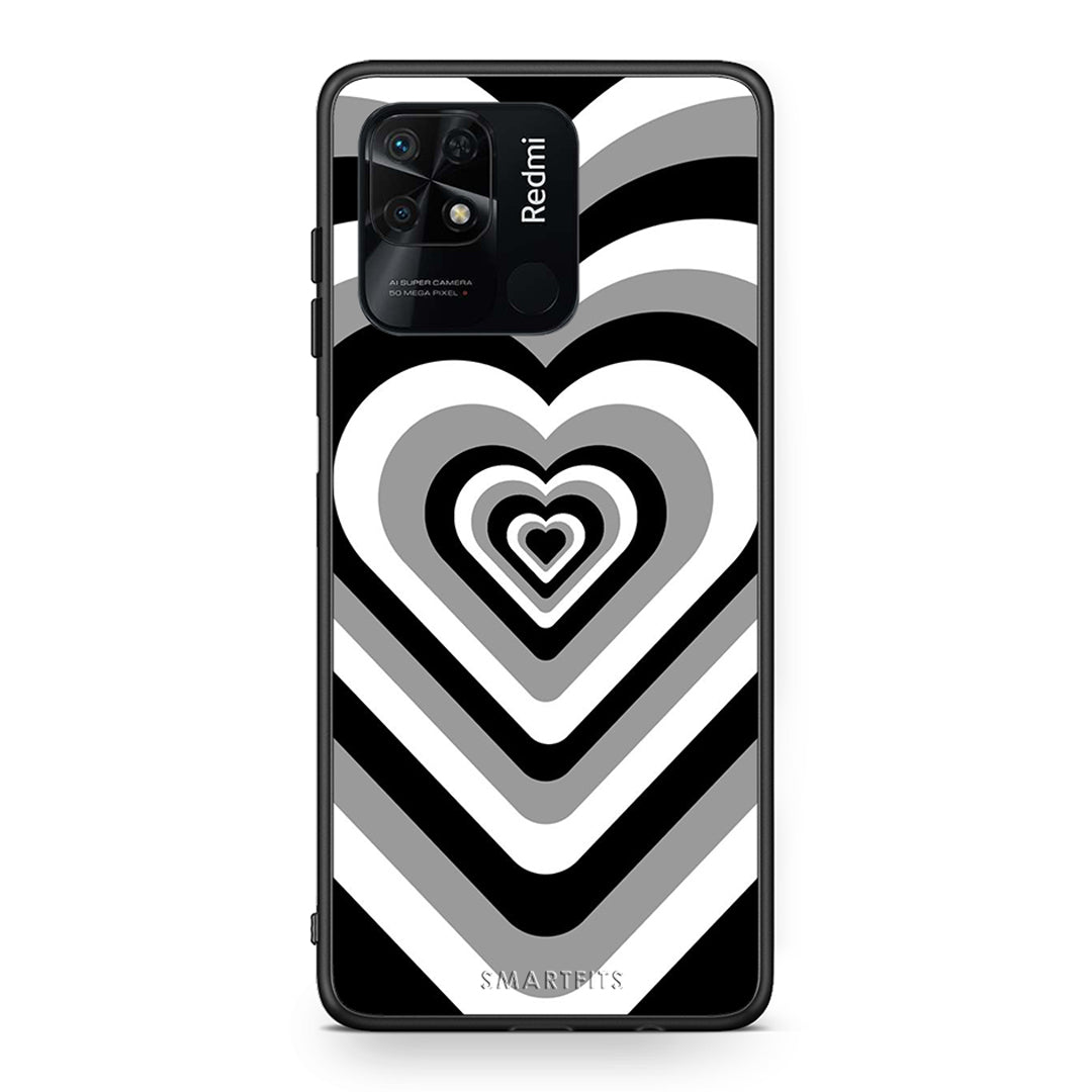 Xiaomi Redmi 10C Black Hearts θήκη από τη Smartfits με σχέδιο στο πίσω μέρος και μαύρο περίβλημα | Smartphone case with colorful back and black bezels by Smartfits
