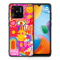 Thumbnail for Θήκη Xiaomi Redmi 10C Hippie Love από τη Smartfits με σχέδιο στο πίσω μέρος και μαύρο περίβλημα | Xiaomi Redmi 10C Hippie Love case with colorful back and black bezels