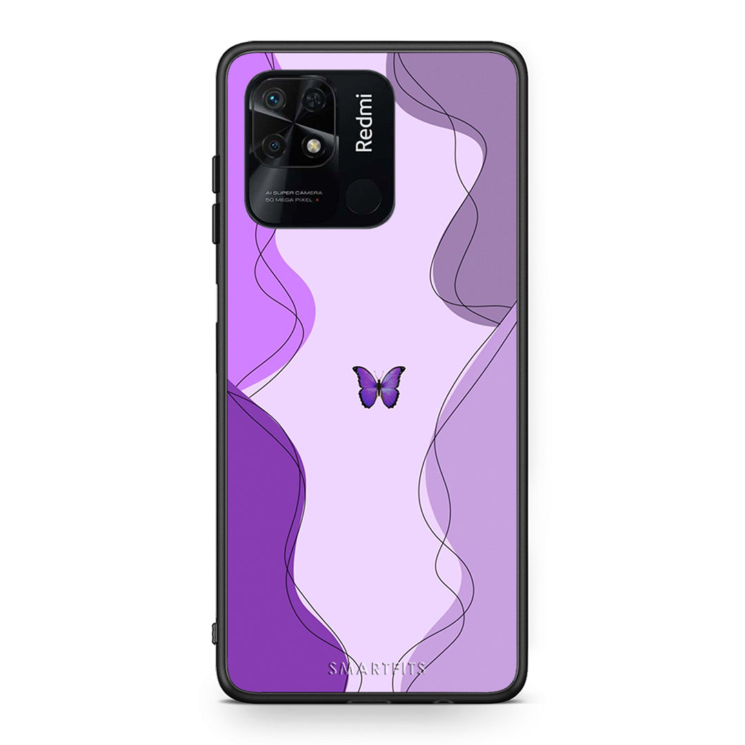 Xiaomi Redmi 10C Purple Mariposa Θήκη Αγίου Βαλεντίνου από τη Smartfits με σχέδιο στο πίσω μέρος και μαύρο περίβλημα | Smartphone case with colorful back and black bezels by Smartfits