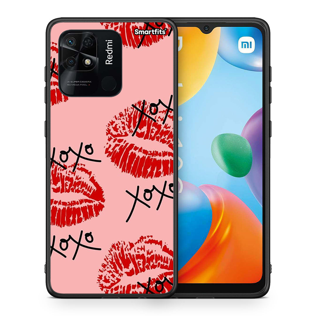 Θήκη Xiaomi Redmi 10C XOXO Lips από τη Smartfits με σχέδιο στο πίσω μέρος και μαύρο περίβλημα | Xiaomi Redmi 10C XOXO Lips case with colorful back and black bezels