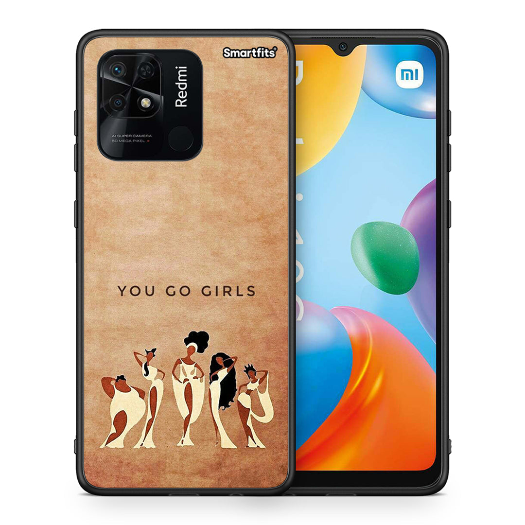 Θήκη Xiaomi Redmi 10C You Go Girl από τη Smartfits με σχέδιο στο πίσω μέρος και μαύρο περίβλημα | Xiaomi Redmi 10C You Go Girl case with colorful back and black bezels