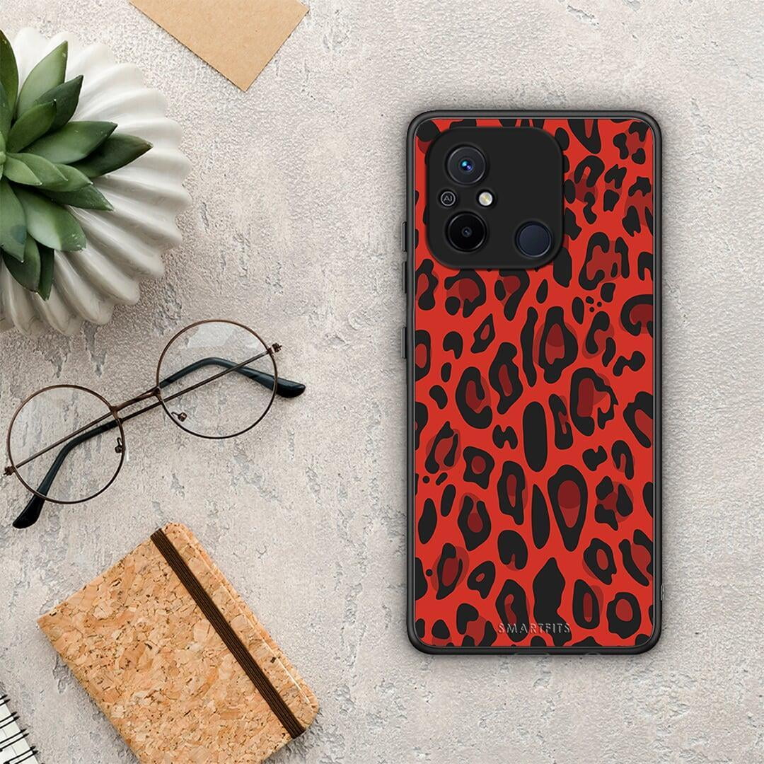 Θήκη Xiaomi Redmi 12C Animal Red Leopard από τη Smartfits με σχέδιο στο πίσω μέρος και μαύρο περίβλημα | Xiaomi Redmi 12C Animal Red Leopard Case with Colorful Back and Black Bezels