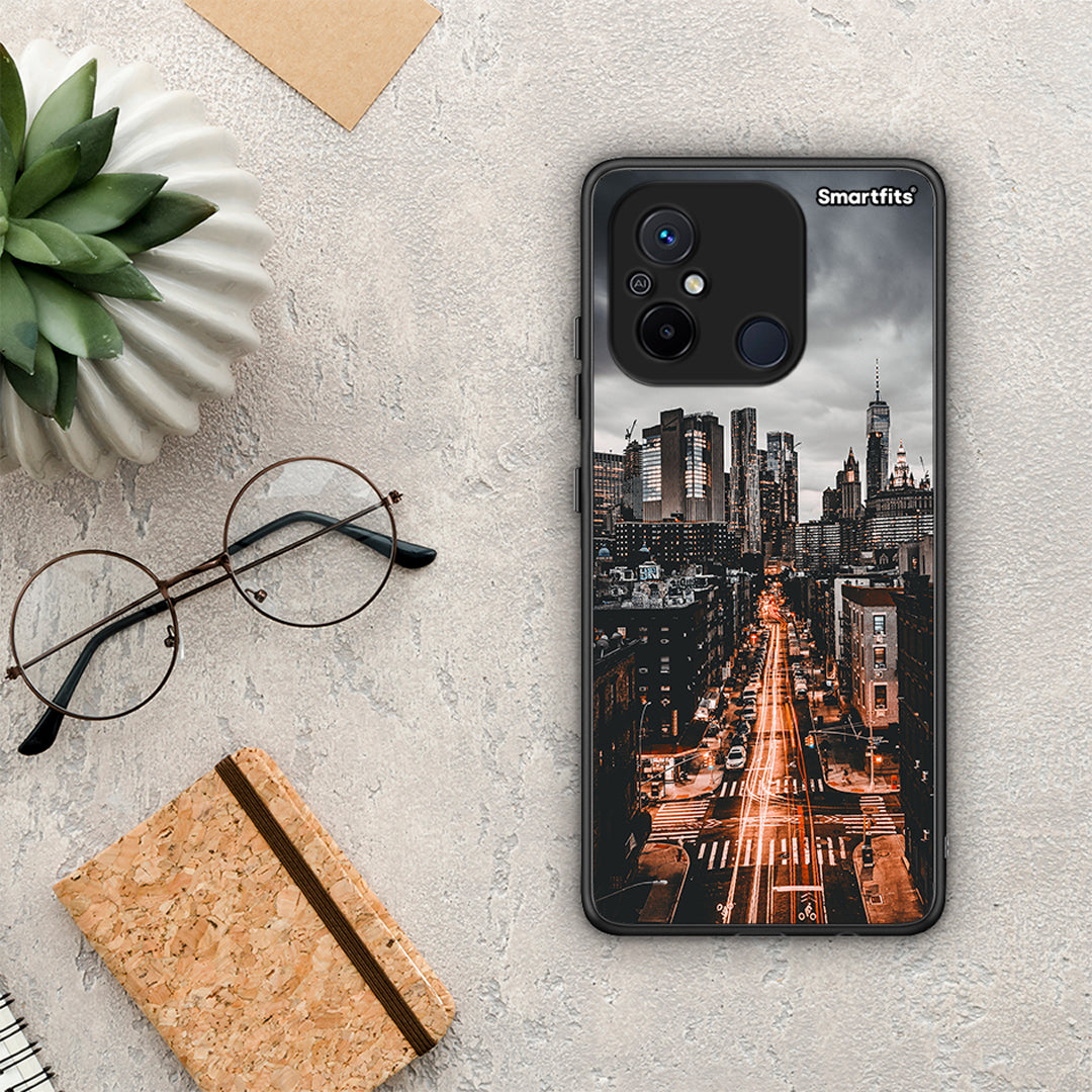 Θήκη Xiaomi Redmi 12C City Lights από τη Smartfits με σχέδιο στο πίσω μέρος και μαύρο περίβλημα | Xiaomi Redmi 12C City Lights Case with Colorful Back and Black Bezels