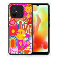 Thumbnail for Θήκη Xiaomi Redmi 12C Hippie Love από τη Smartfits με σχέδιο στο πίσω μέρος και μαύρο περίβλημα | Xiaomi Redmi 12C Hippie Love Case with Colorful Back and Black Bezels