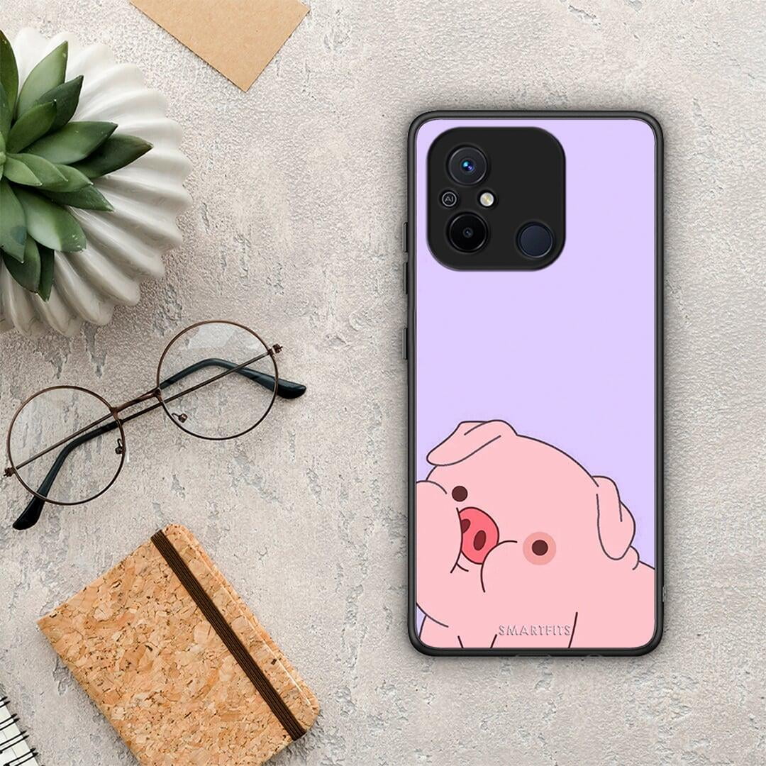 Θήκη Xiaomi Redmi 12C Pig Love 2 από τη Smartfits με σχέδιο στο πίσω μέρος και μαύρο περίβλημα | Xiaomi Redmi 12C Pig Love 2 Case with Colorful Back and Black Bezels