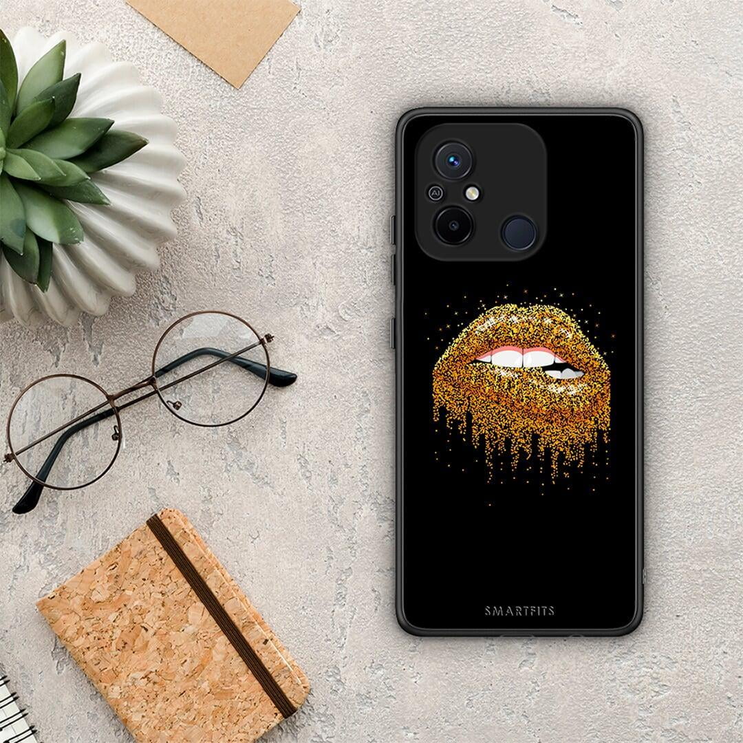 Θήκη Xiaomi Redmi 12C Valentine Golden από τη Smartfits με σχέδιο στο πίσω μέρος και μαύρο περίβλημα | Xiaomi Redmi 12C Valentine Golden Case with Colorful Back and Black Bezels
