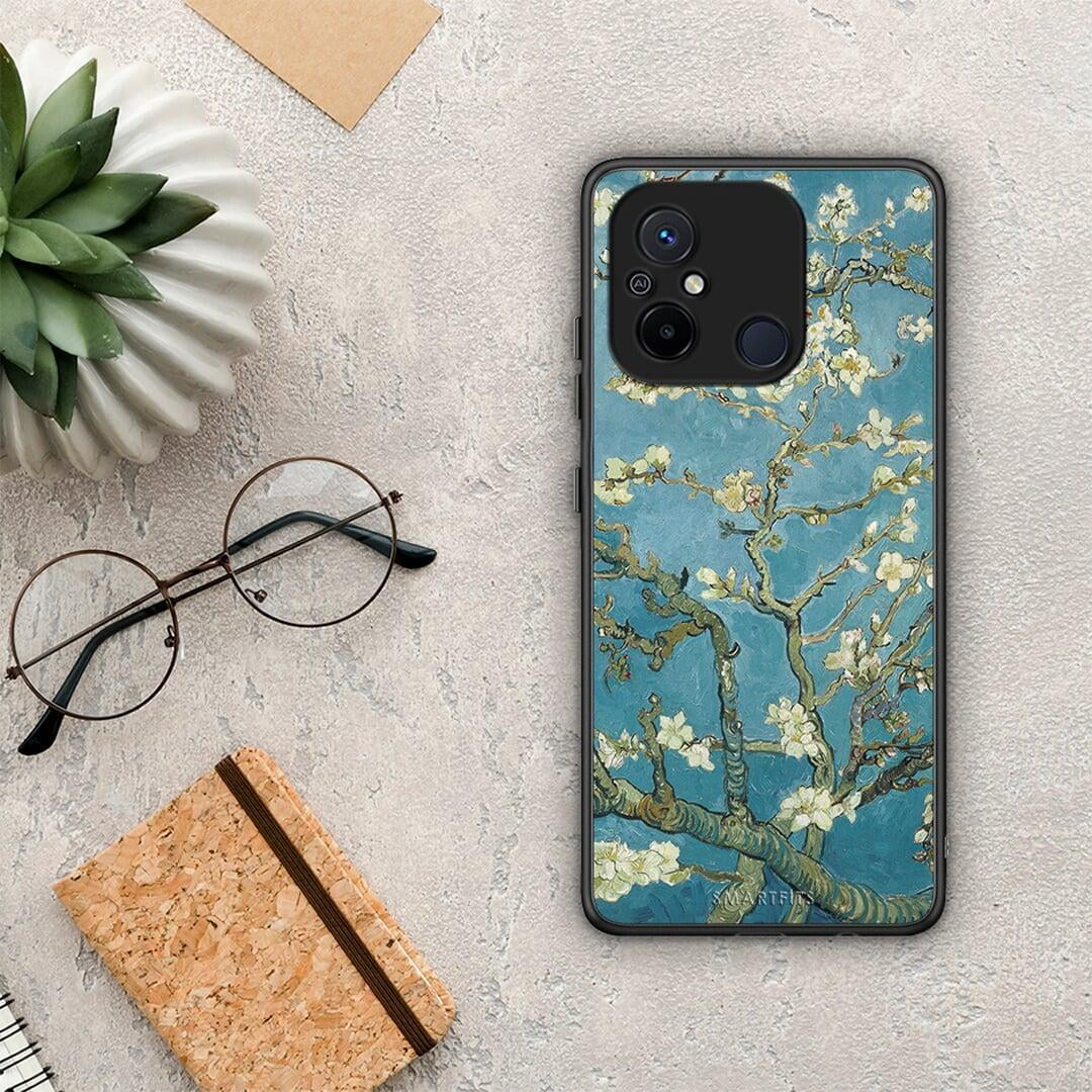 Θήκη Xiaomi Redmi 12C White Blossoms από τη Smartfits με σχέδιο στο πίσω μέρος και μαύρο περίβλημα | Xiaomi Redmi 12C White Blossoms Case with Colorful Back and Black Bezels