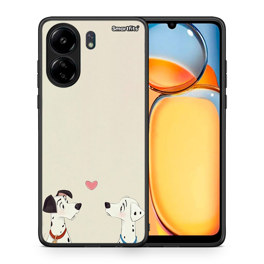 Θήκη Xiaomi Redmi 13C Dalmatians Love από τη Smartfits με σχέδιο στο πίσω μέρος και μαύρο περίβλημα | Xiaomi Redmi 13C Dalmatians Love case with colorful back and black bezels