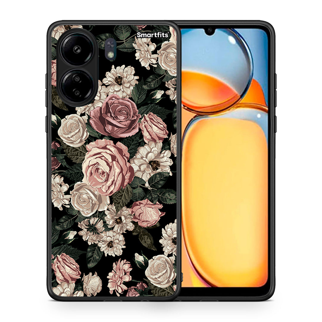 Θήκη Xiaomi Redmi 13C Wild Roses Flower από τη Smartfits με σχέδιο στο πίσω μέρος και μαύρο περίβλημα | Xiaomi Redmi 13C Wild Roses Flower case with colorful back and black bezels