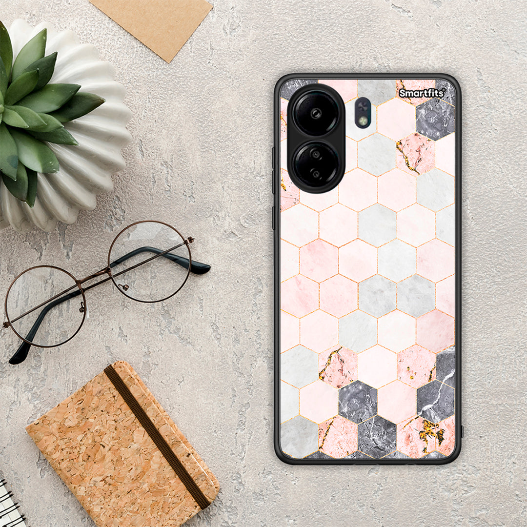 Marble Hexagon Pink - Xiaomi Redmi 13C θήκη