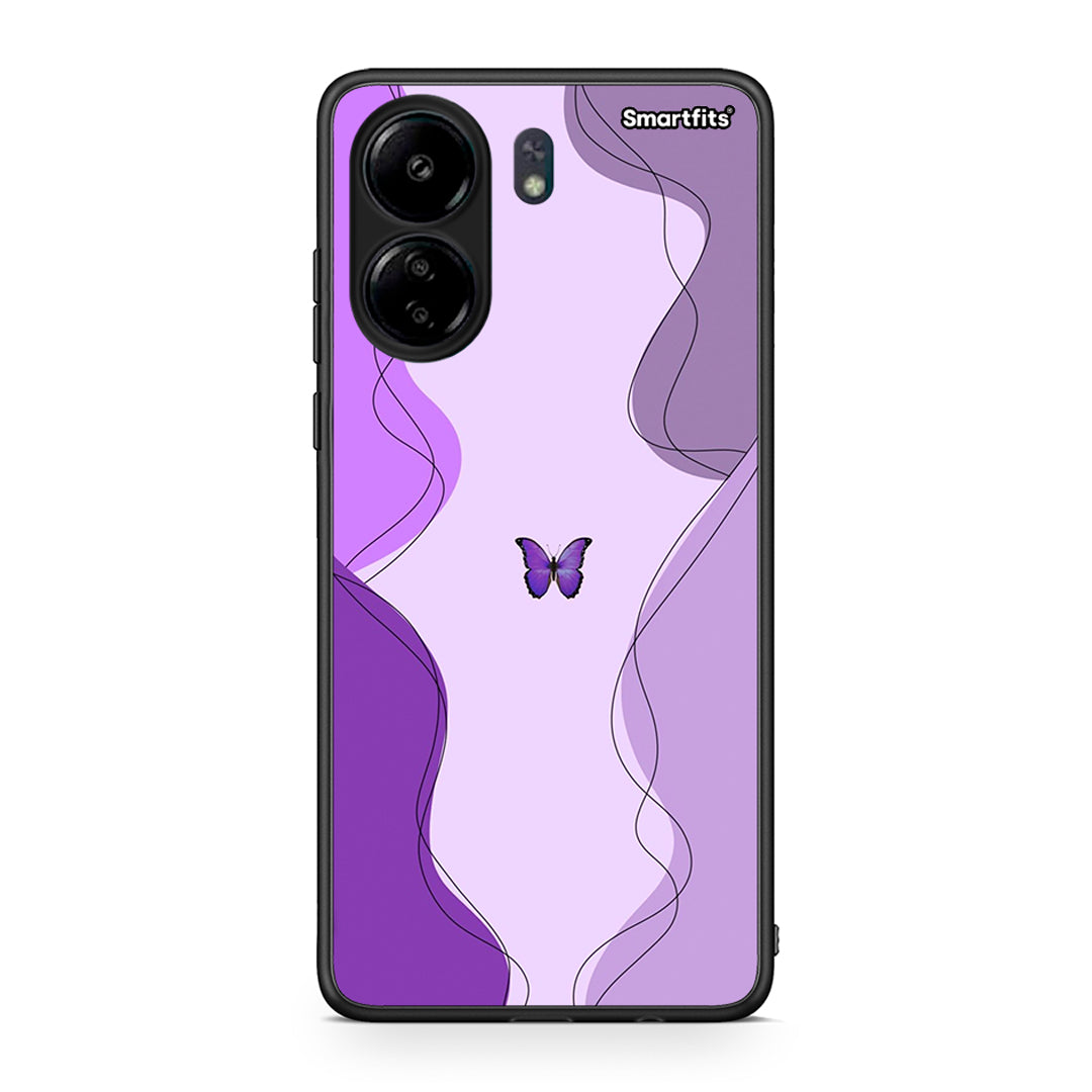 Xiaomi Redmi 13C Purple Mariposa Θήκη Αγίου Βαλεντίνου από τη Smartfits με σχέδιο στο πίσω μέρος και μαύρο περίβλημα | Smartphone case with colorful back and black bezels by Smartfits