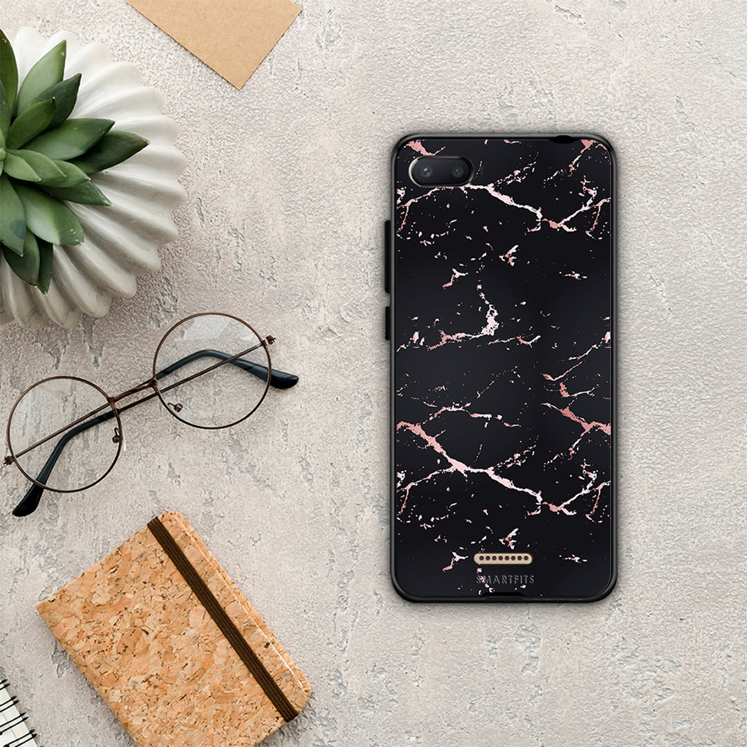 Marble Black Rosegold - Xiaomi Redmi 6A θήκη