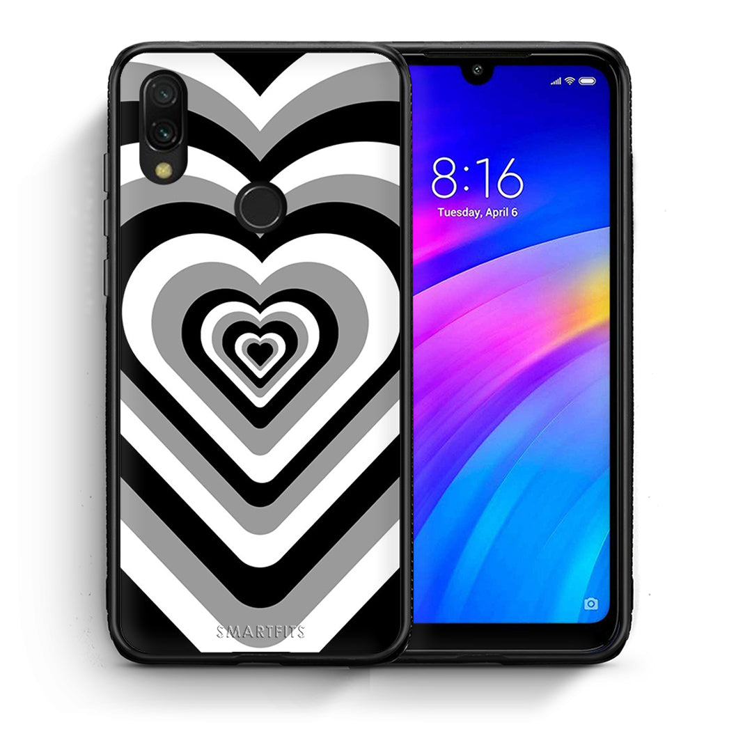 Θήκη Xiaomi Redmi 7 Black Hearts από τη Smartfits με σχέδιο στο πίσω μέρος και μαύρο περίβλημα | Xiaomi Redmi 7 Black Hearts case with colorful back and black bezels