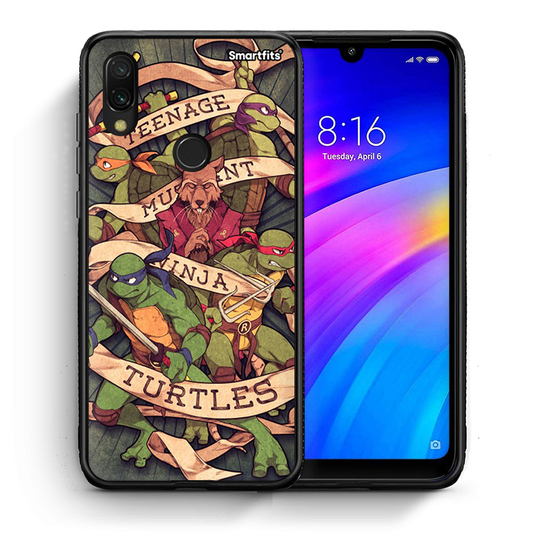 Θήκη Xiaomi Redmi 7 Ninja Turtles από τη Smartfits με σχέδιο στο πίσω μέρος και μαύρο περίβλημα | Xiaomi Redmi 7 Ninja Turtles case with colorful back and black bezels