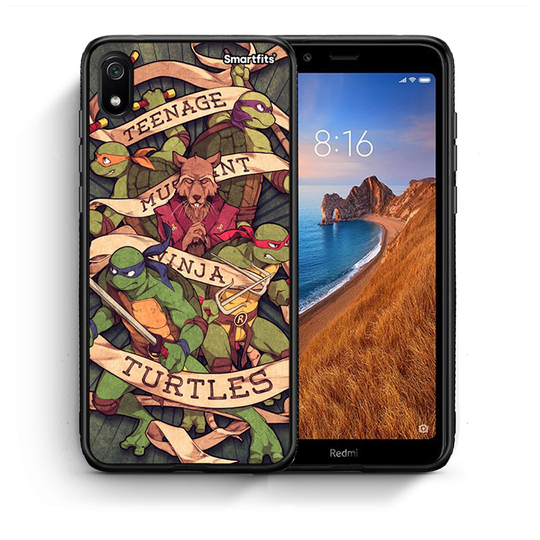 Θήκη Xiaomi Redmi 7A Ninja Turtles από τη Smartfits με σχέδιο στο πίσω μέρος και μαύρο περίβλημα | Xiaomi Redmi 7A Ninja Turtles case with colorful back and black bezels