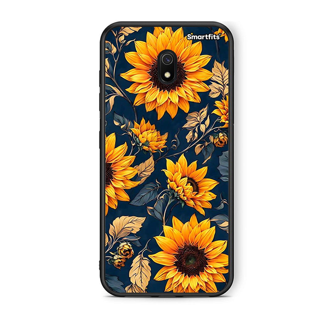 Xiaomi Redmi 8A Autumn Sunflowers Θήκη από τη Smartfits με σχέδιο στο πίσω μέρος και μαύρο περίβλημα | Smartphone case with colorful back and black bezels by Smartfits